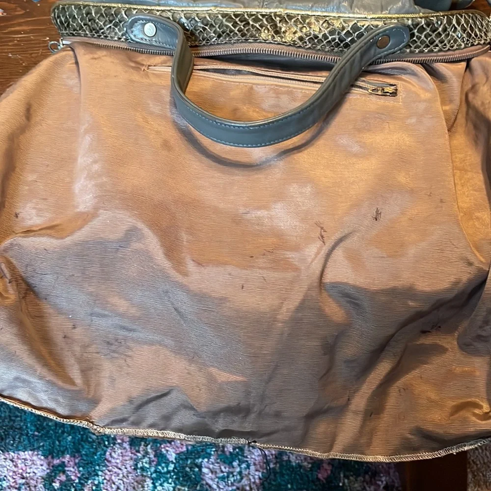 Vintage XL Grey Snakeskin Hobo Bag